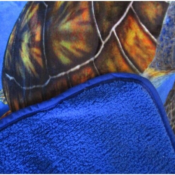 New Honu Sea Turtle Plush Fleece Throw Gift Blanket Sherpa Coral Reef Turtles - Picture 5 of 6